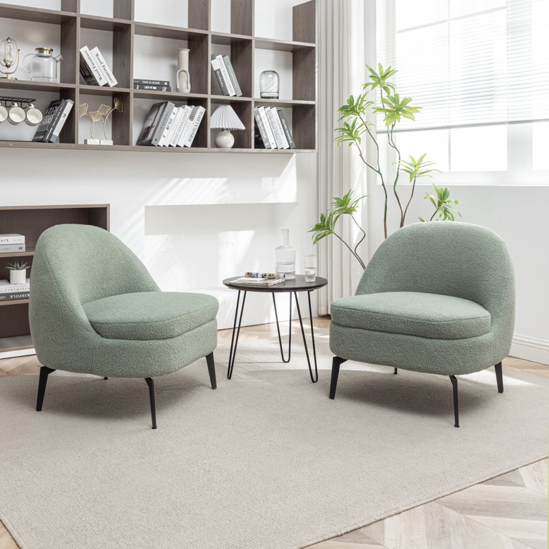Fauteuil demi-tonneau rembourré Bula, Polyester vert