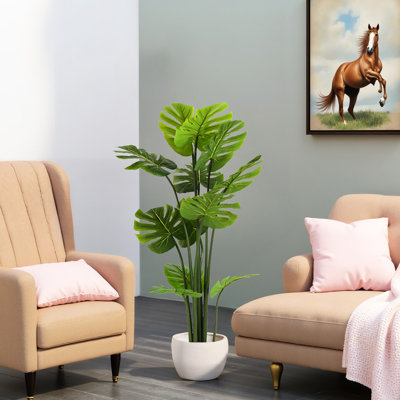 57" In Pot - Artificial, No Assembly Required, Enlivens Interior Artificial Plant With Lifelike Design, Always Fresh, Complementary To