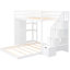 Lit superposé simple au-dessus d'un lit double en blanc avec espace de rangement supplémentaire - 3 couches, tiroirs et escaliers fonctionnels pour maximiser la chambre à coucher