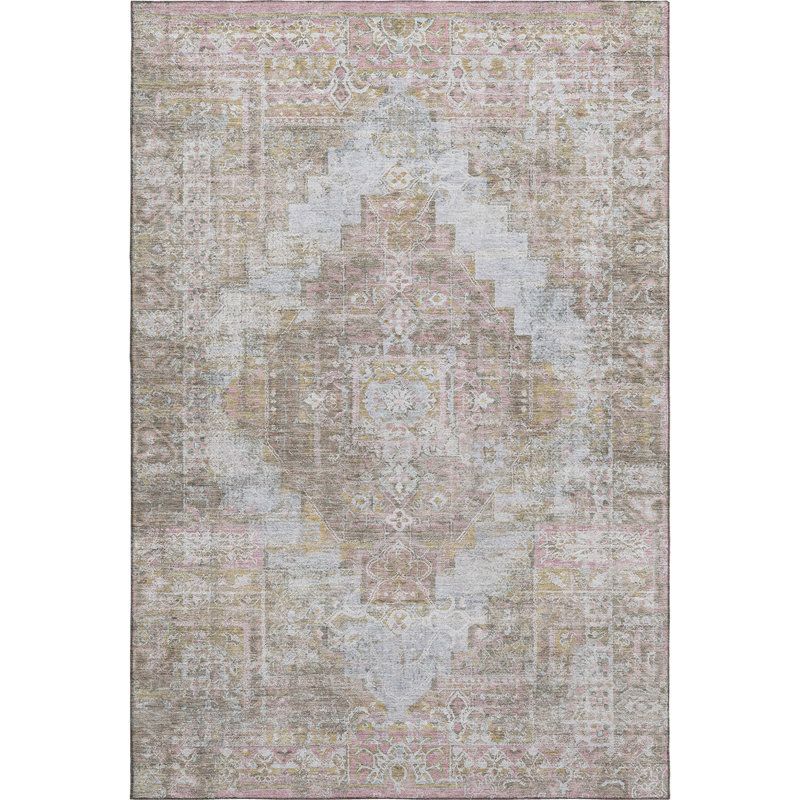 Premium Machine Washable Mayfield AMF2140 global Rug, Taupe, 2'6" x 3'10"