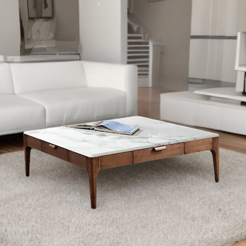 Table basse à quatre pieds avec rangement, Brun
