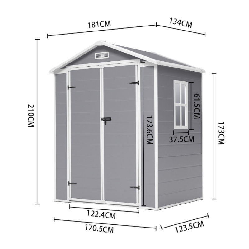 Aryia 15 ft. W x 11 ft. D Plastic Apex Tool Shed