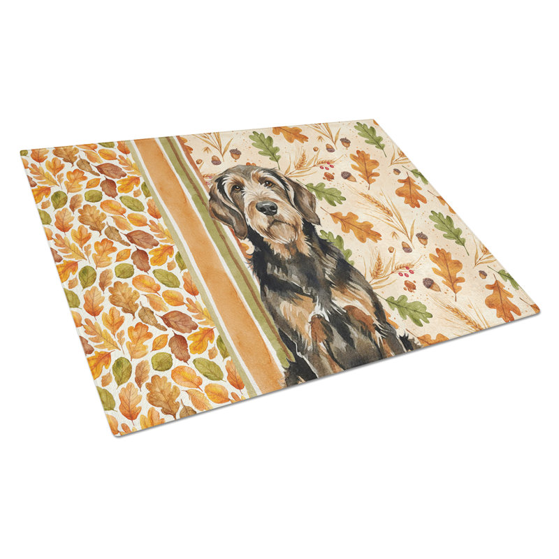 Black and Tan Otterhound Heirloom Fall Glass Cutting Board