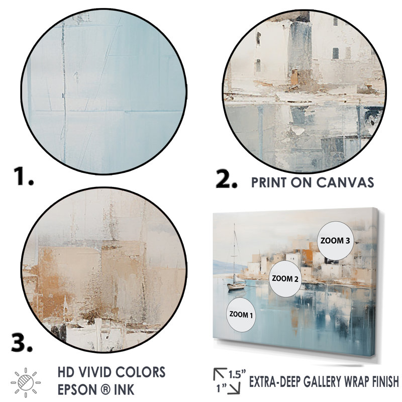 Amolika - Bateau, art mural sur toile, H 16 po x l 32 po x P 1 po, Cadre simple argenté