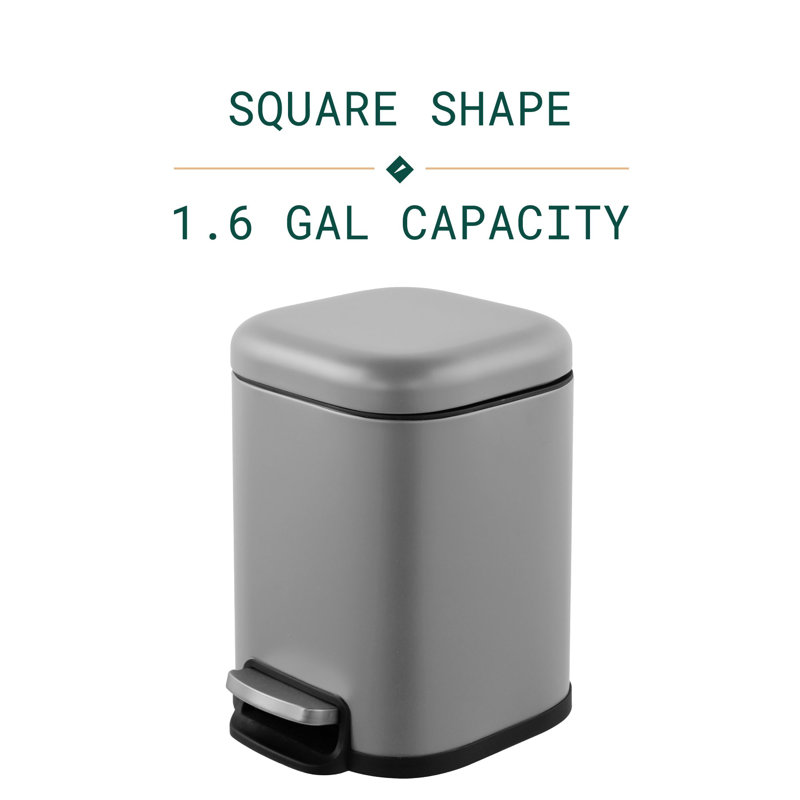 Stainless Steel Step On Kitchen Trash Can - 1.3 Gallons, Grey