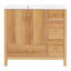 Meuble-lavabo de 36 po en bois avec cadre en bois massif, 2 portes à fermeture douce, 4 tiroirs à fermeture douce, tablette réglable, armoire de rangement moderne