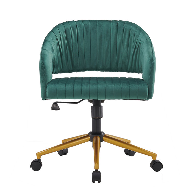 Everly Quinn Velvet Task Chair, Green
