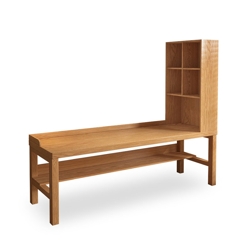 Bureau rectangulaire en bois massif Burlywood, Retour à droite, H 70,87 po x l 86,61 po x P 23,62 po