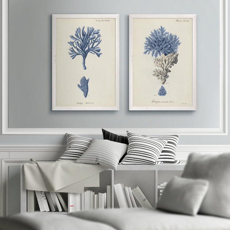 « corail antique en bleu marine iii » par vincent van gogh, ensemble de 2 reproductions d’art sur cadre photo, Pas de tapis