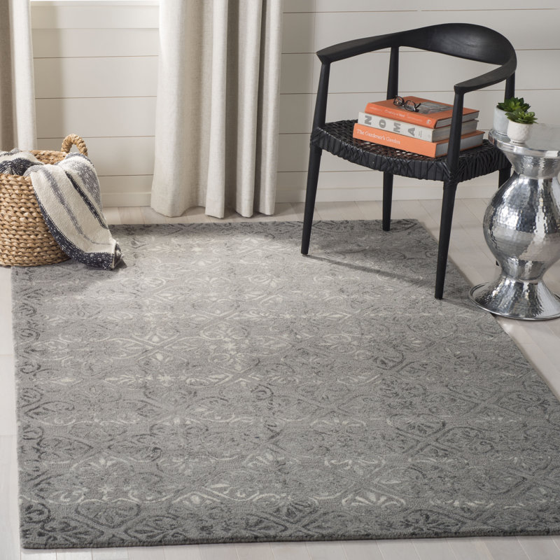 Oakton Hand Tufted Wool Floral Rug, Rectangle 8' x 10'