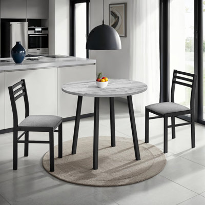 Ensemble de salle à manger 3 pièces à abattants, table ronde et 2 chaises à dossier échelle pour petites cuisines