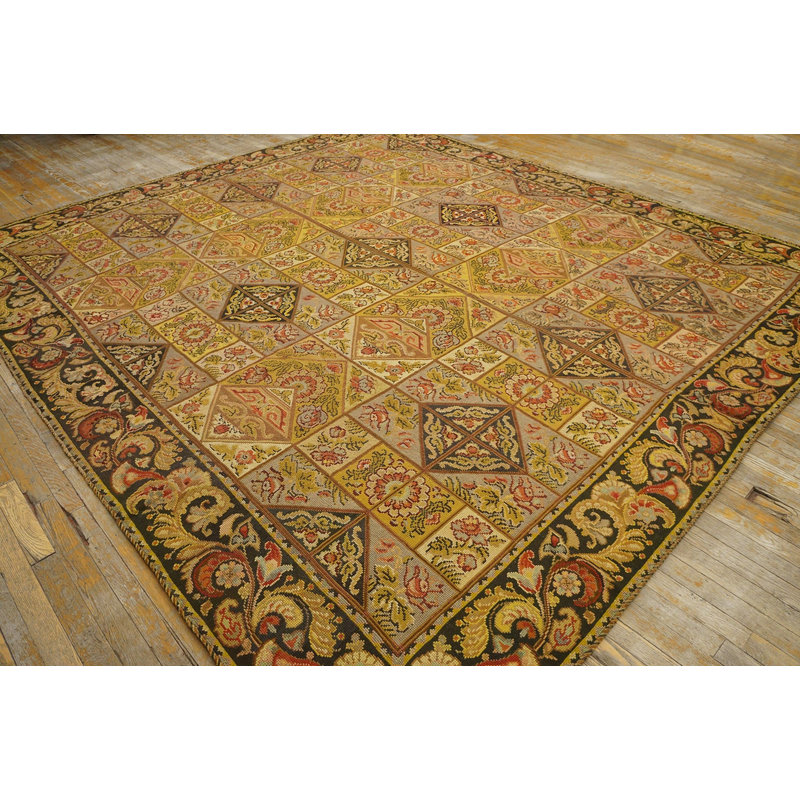 Square Shape Room Size Antique European Flowers French Needlepoint Carpet