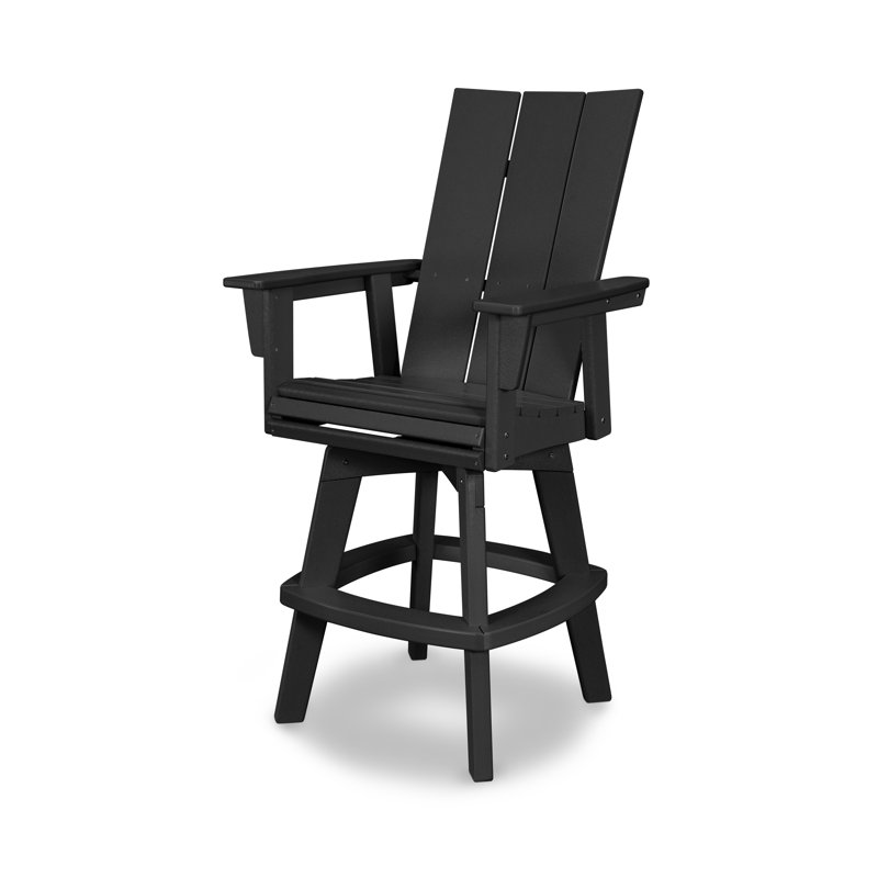 Chaise de bar pivotante Modern Curveback Adirondack, Noir, noir, noir, noir
