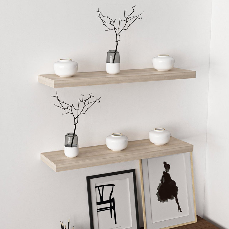 Colesen Modern Wall Shelf, Sonomo Color, 31.5 x 1.4 x 9.1 inches | 100% Melamine Coated Particle Board, Thickness: 0.7 inches | Stylish Scandinavian Design, Perfect for Home Decor & Space-Saving Solutions