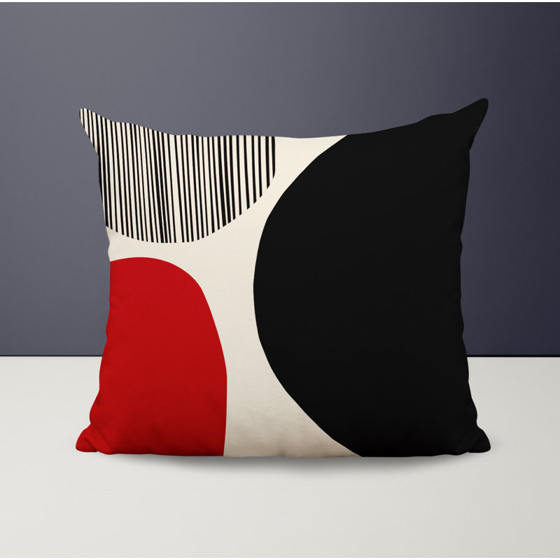 Jeté carré / extérieur en polyester Chamu, L 19 po x H 19 po, Rouge/noir