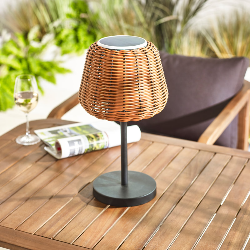 Rattan Solar Outdoor Table Light