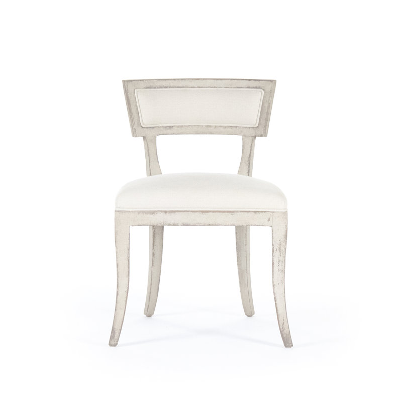 Linen White Elmwood Upholstered Side Chair