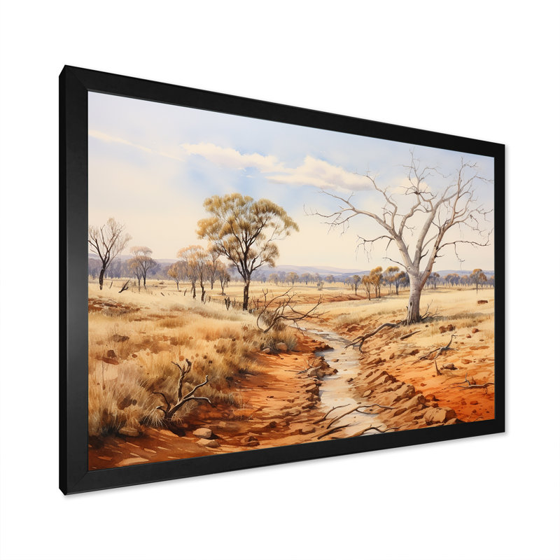 Paysage australien australien I - Australie, art mural, Cadre d'angle fermé noir, H 12 po x l 20 po x P 1 po