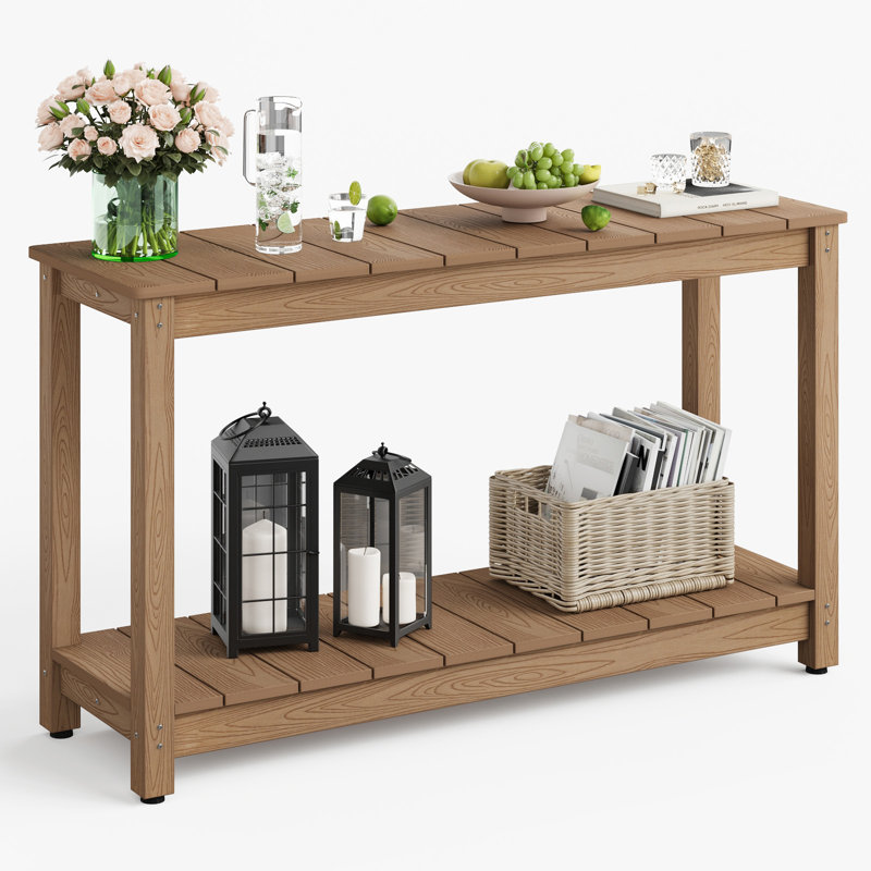 Rectangular Outdoor All-Weather Console Table, Natural, Natural