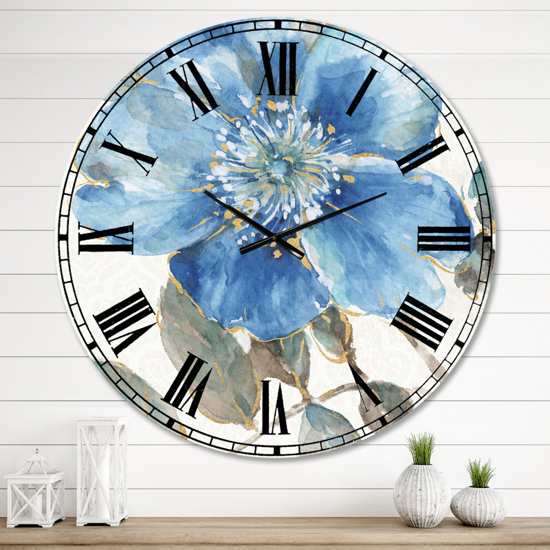 Indigold Grey Pivoines I - Horloge murale traditionnelle, Surdimensionné, Gris