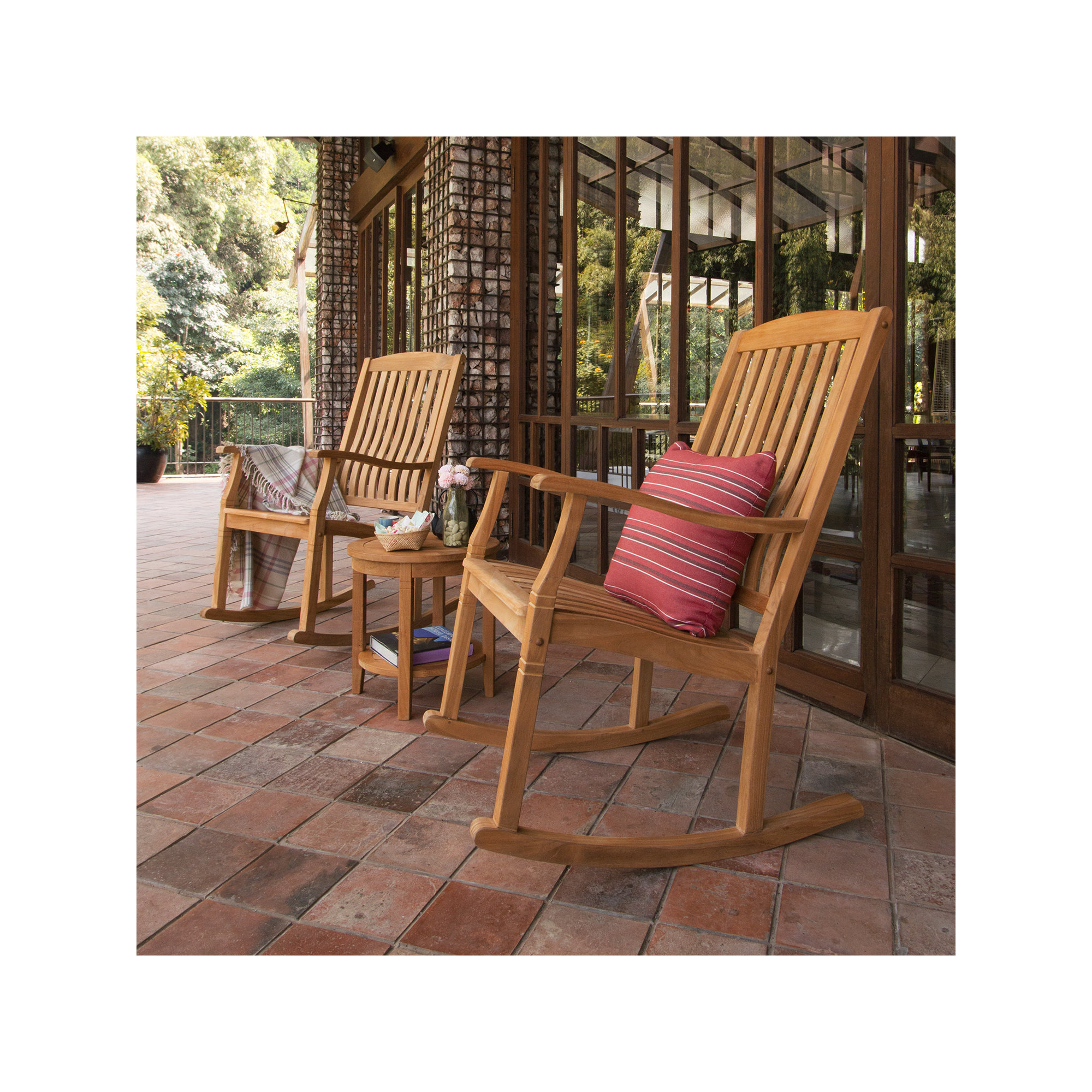 Adina Teak Outdoor Rocking Chair, Natural