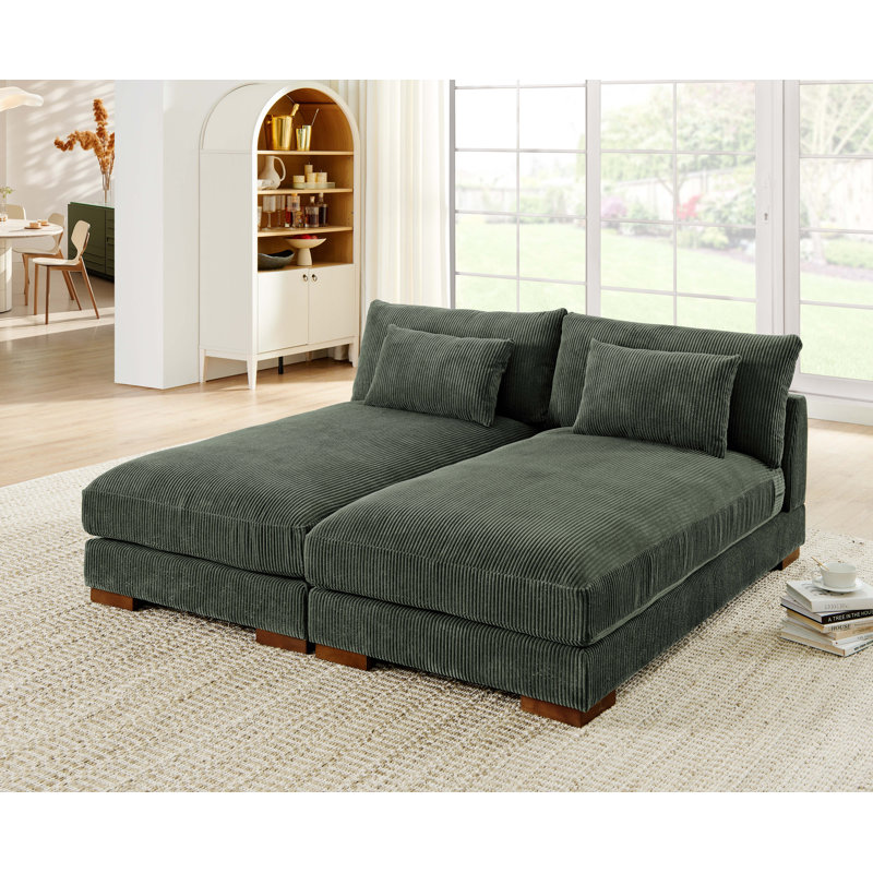 Jaeliah 69" Armless Modular Sleeper with Reversible Cushions, Cream, KD Version