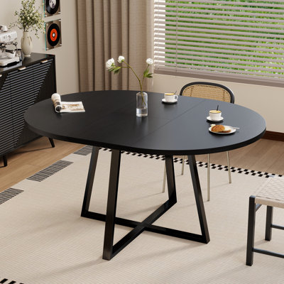 Table de salle à manger extensible, table de salle à manger ovale pour la cuisine et la salle à manger, 43,3 po - 59 po, noir