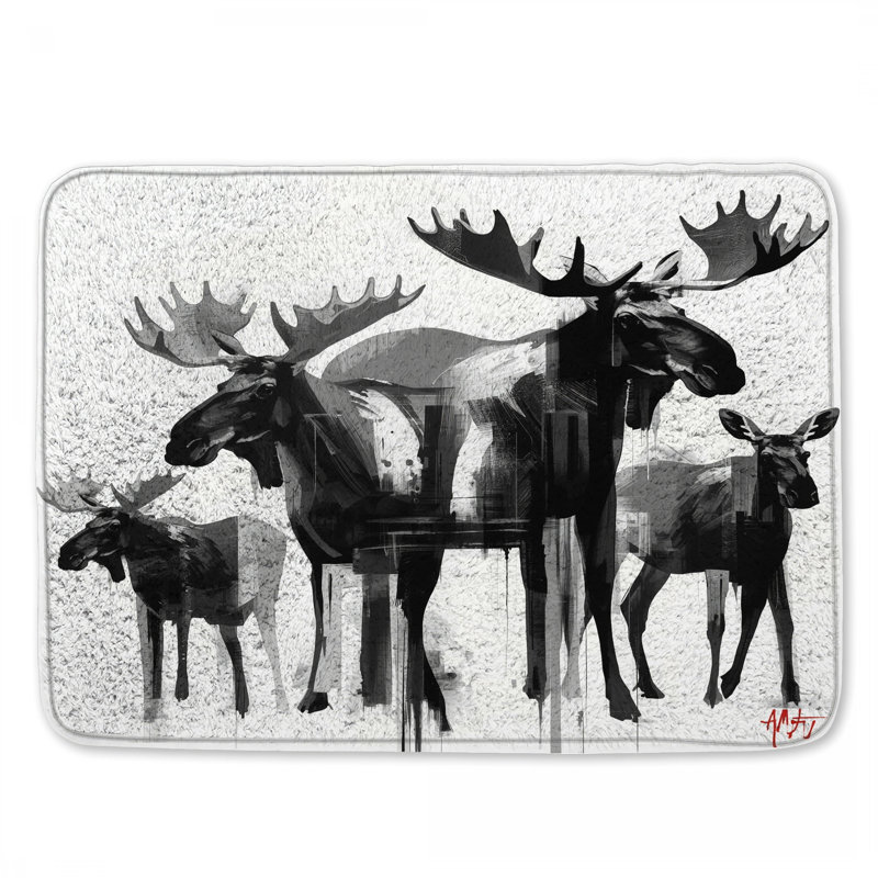 Tapis de bain noir / blanc / orignal, L 34 po x L 21 po