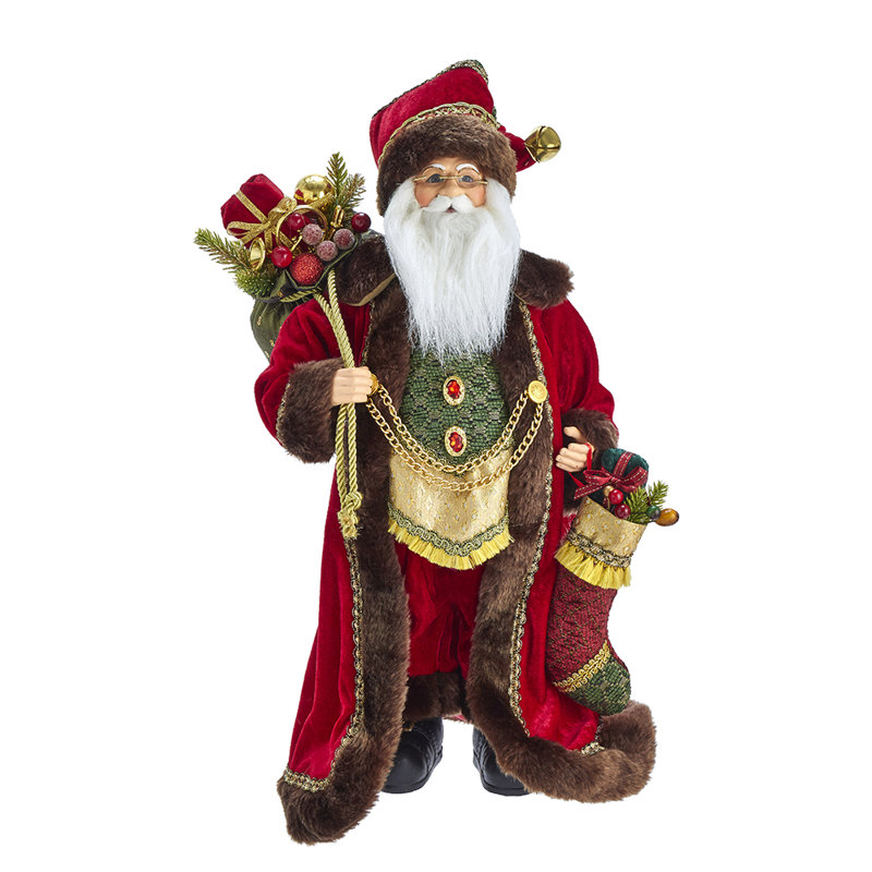 18-Inch Red and Green Plastic Santa Figurine