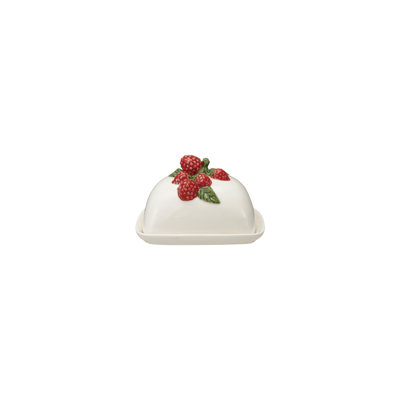 Stoneware Butter Dish with Glaze Hand-Painted