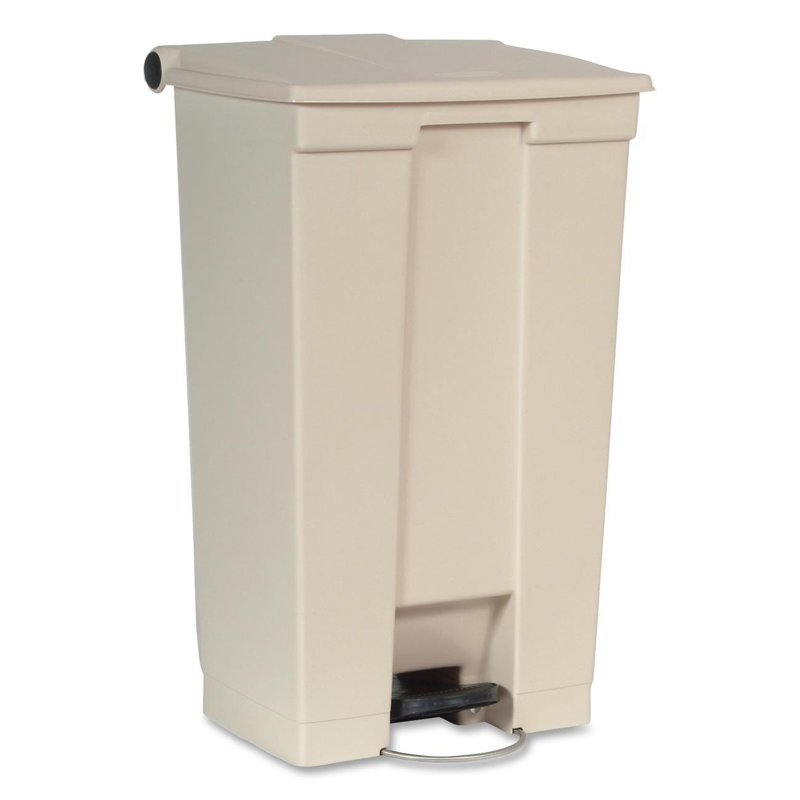 Beige 23-Gallon Plastic Step-On Garbage Receptacle