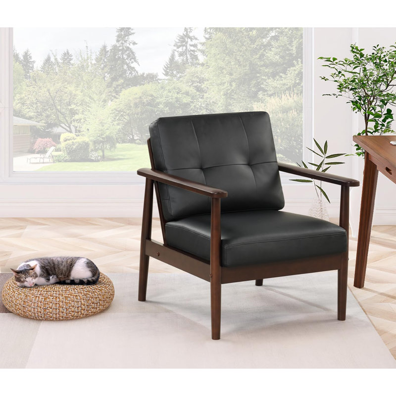 Jionny Faux Leather Armchair, Black Faux Leather