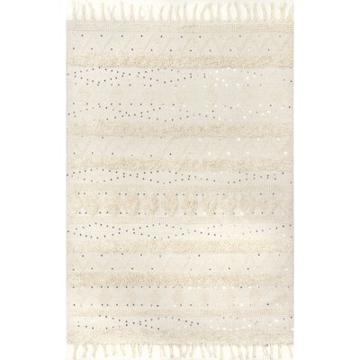 Jayko Textured Wool Ivory Area Rug