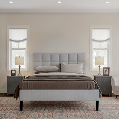 End Tables with Drawers - 2 Piece Sofa or Bedside Tables with Silver Knobs - Traditional Wooden Night Stand or Side Table Pair