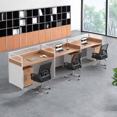 Tamonica Rectangle 3 Person Partition Desk with Cable Management