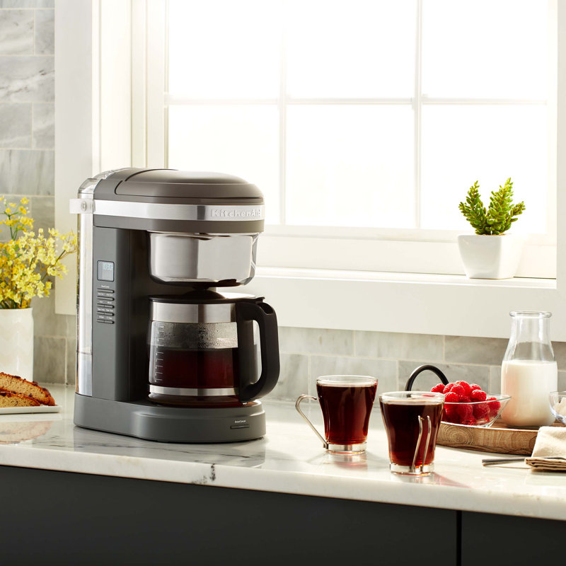 KitchenAid 12 Cup Drip Coffee Maker with Spiral Showerhead, Matte Charcoal Gray