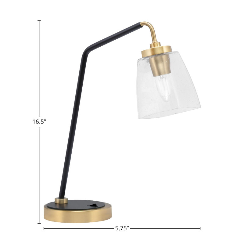 Lampe de bureau en acier inoxydable Arnt, Noir mat / laiton
