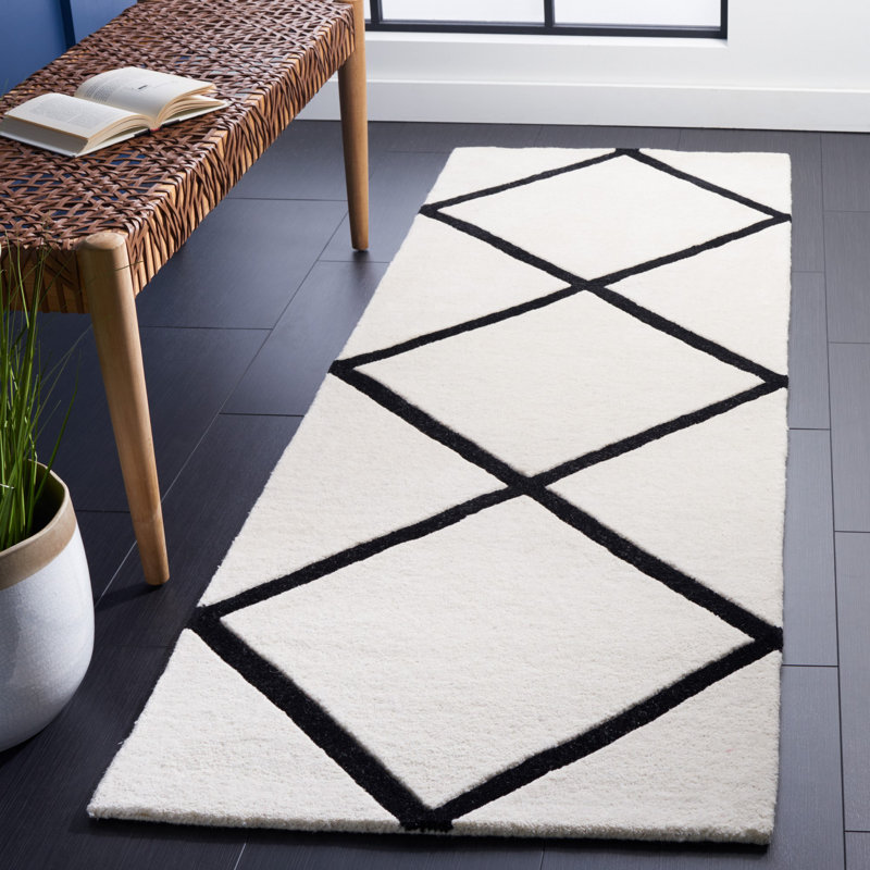 Tapis en laine touffeté à la main Teresita, Tapis de couloir 2 pi 3 po x 7 pi