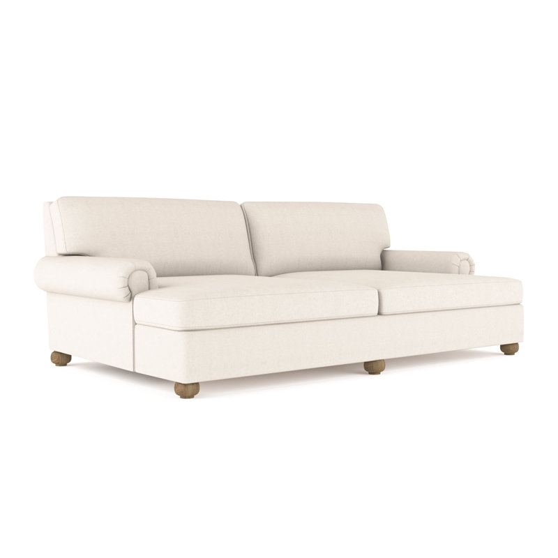 Leroy Rolled Panel-Arm Daybed with Bun Feet, Weathered, Plush Velvet Oyster