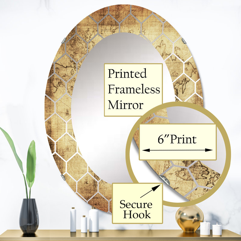 Ancienne carte du monde IV - miroir mural rétro, 36 po x 24 po