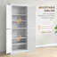 Armoire de cuisine autoportante 72,5 po HOMcom, armoire de rangement haute avec 4 portes et 2 tablettes réglables pour salle à manger, grain de bois blanc