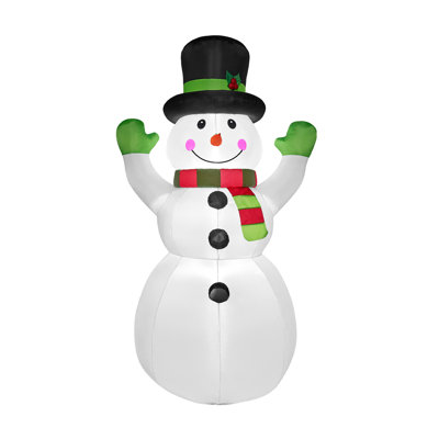 6ft Tall Christmas Inflatables Snowman with Built-in LEDs, Xmas Blow Up Snow Man with Magic Hat Outdoor Decorations