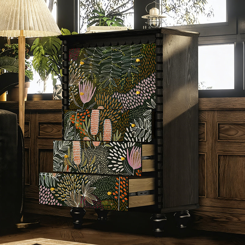 Commode d'entrée Mid-Century en bois massif, Noir