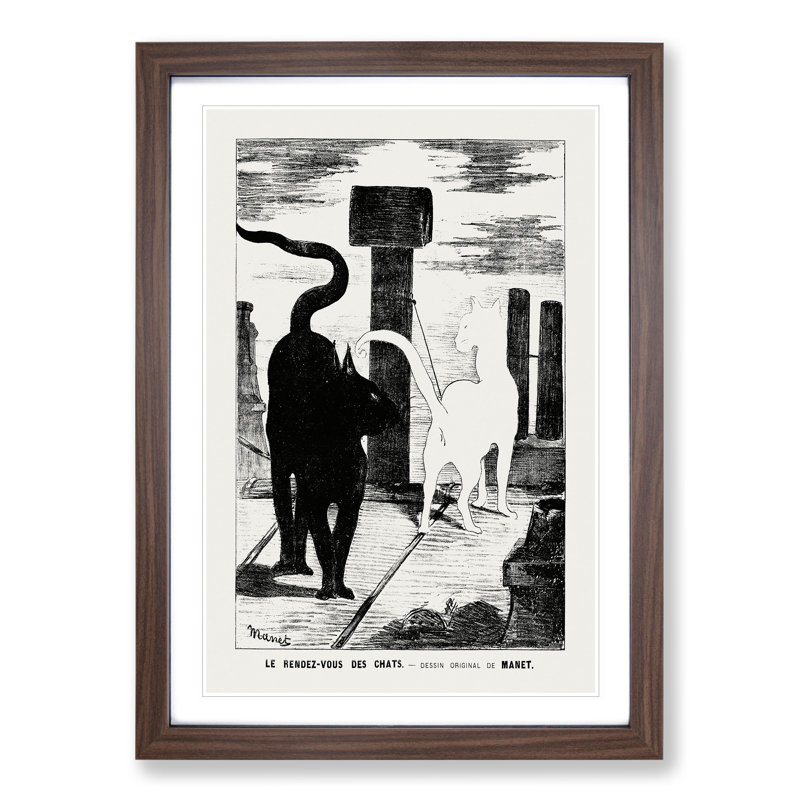 The Cats Rendezvous Vol.2 by Edouard Manet - Picture Frame Painting, Walnut Framed, 65cm H x 48cm W x 2cm D