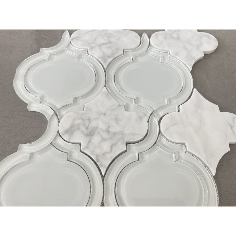 Carrelage mural mosaïque en verre et marbre, Blanc