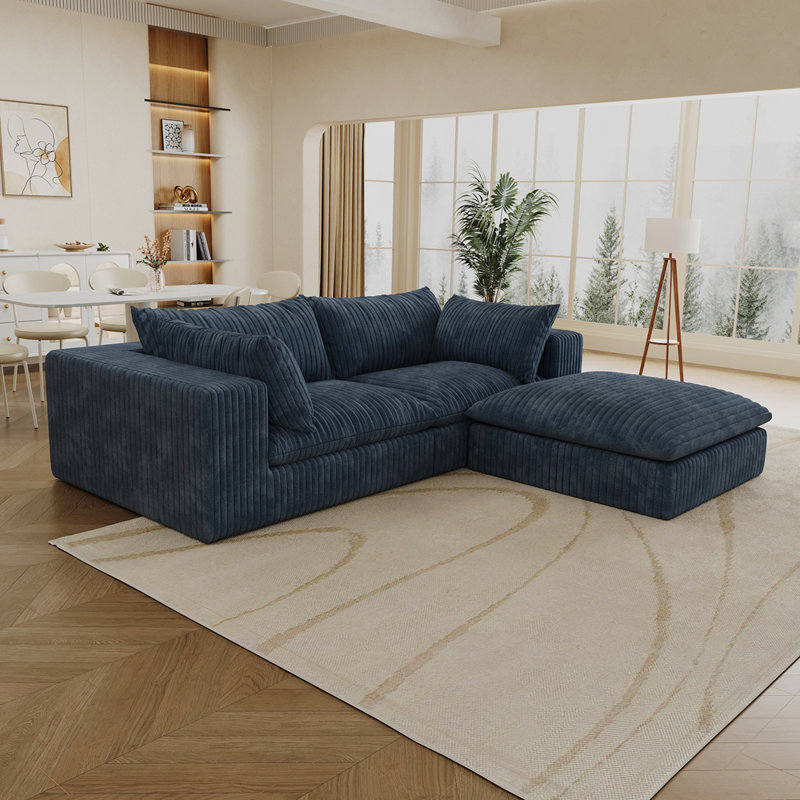 Canapé Cloud en velours côtelé, assise profonde, conception à deux couches et coussins amovibles pour un confort et un style polyvalents