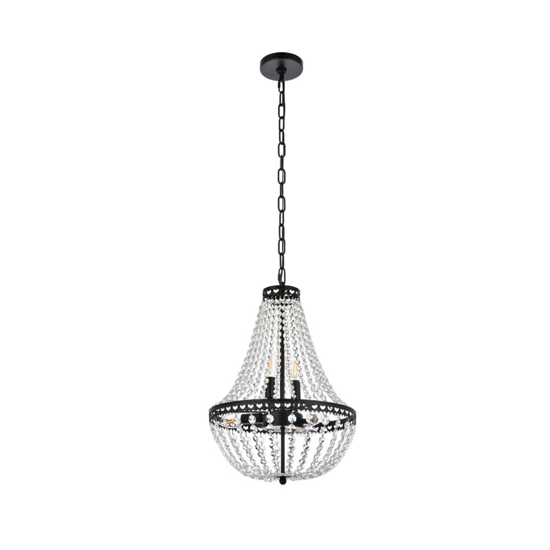 Priyanka 5 - Light Crystal Dimmable Teardrop Chandelier, Black