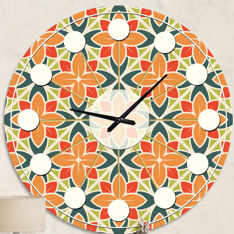 Horloge murale rétro Mid-Century, Petit, Orange