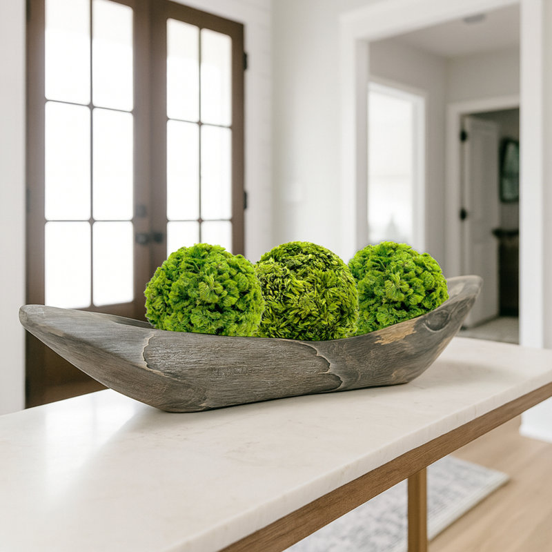 Bol décoratif en bois sculpté à la main de 20 po de long - Centre de table en bois flotté naturel | Décoration rustique biologique pour table ou console