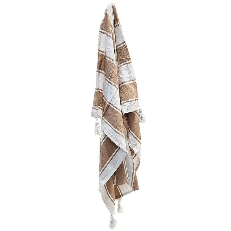 Carson 50" x 60" White and Brown Striped Throw Blanket Set